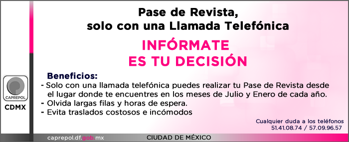 pase de revista con solo una llamada teléfonica, para mayor información comuniquese al 51410874